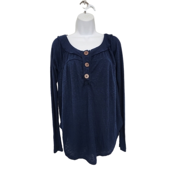 Free People We The Free Must Have Henley OVERSIZED XS Thermal Top Long Sleeve. - Picture 3 of 10